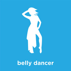 belly dancer icon isolated on blue background