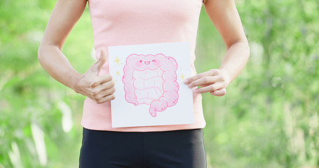 woman take intestine board