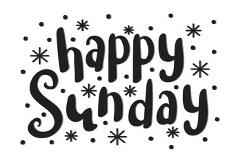 Hand Lettered Happy Sunday. Modern Calligraphy. Printable