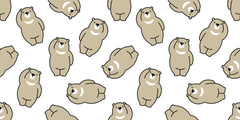 Bear seamless pattern vector polar bear panda isolated teddy wallpaper background brown