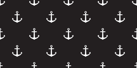 Anchor seamless pattern helm vector maritime nautical sea ocean boat isolated background wallpaper black