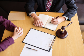 Customer service good cooperation, Consultation between a male lawyer and business people customer,...