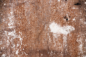 Strong corrosion of metal surface. Rust texture close up. Background image of iron garage gate close-up.