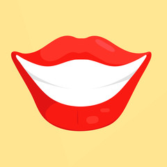 Smiling Red Woman Lips