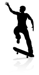 Fototapeta na wymiar Silhouette Skater Skateboarder 