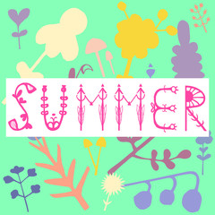 Phrase Summer. Vector illustration EPS10. Colorful design for poster, card, invitation. Easy editable for design.