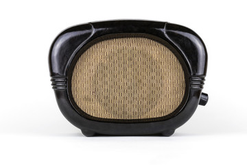 The old Soviet orator - radio production in 1951 on white.isolated