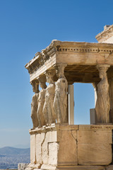 Figures of Caryatids Porch of the Erechtheion on the Parthenon on Acropolis Hill, Athens, Greece