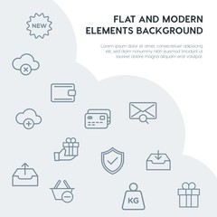 cloud and networking, email, shopping outline vector icons and elements background concept on grey background.Multipurpose use on websites, presentations, brochures and more