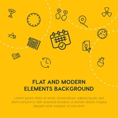 Fototapeta na wymiar science, time, bookmarks, education outline vector icons and elements background concept on yellow background.Multipurpose use on websites, presentations, brochures and more