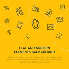 Fototapeta na wymiar science, time, bookmarks, education outline vector icons and elements background concept on yellow background.Multipurpose use on websites, presentations, brochures and more