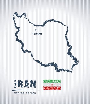 Iran vector chalk drawing map isolated on a white background