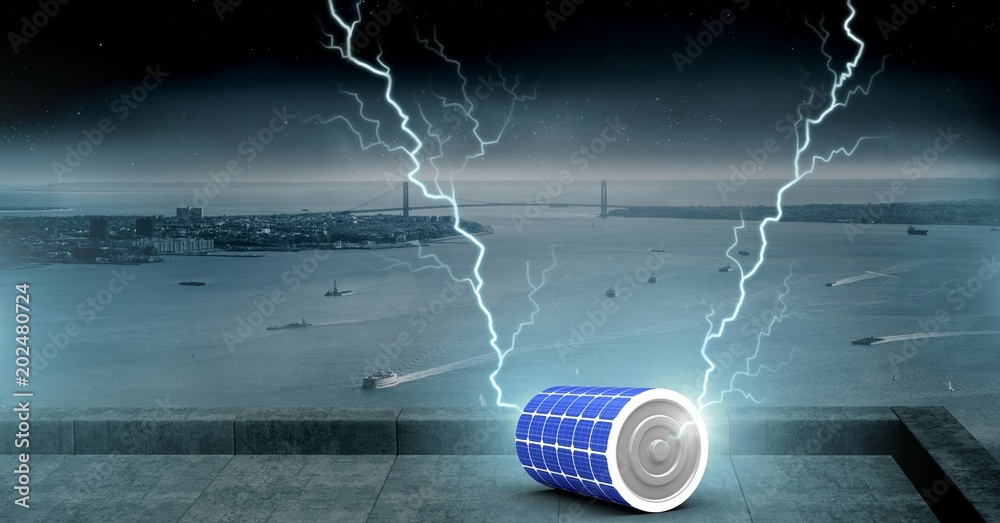 Canvas Prints Lightning strikes and battery charge power energy