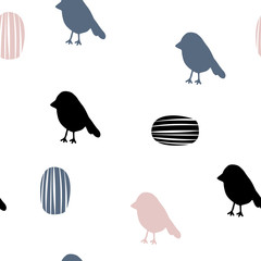 Vector seamless pattern in Scandinavian style. Birds. Nice poster, print..