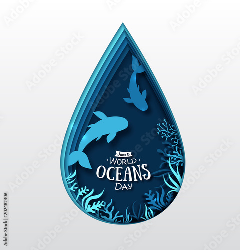 Paper Art Concept 3d Craft Origami Underwater Scene Night