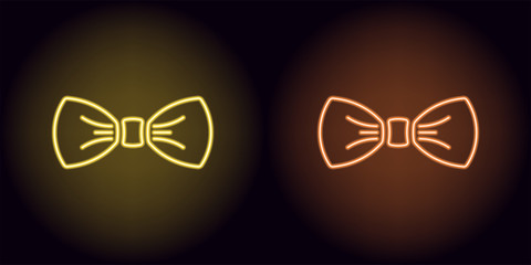 Neon bow tie in yellow and orange color