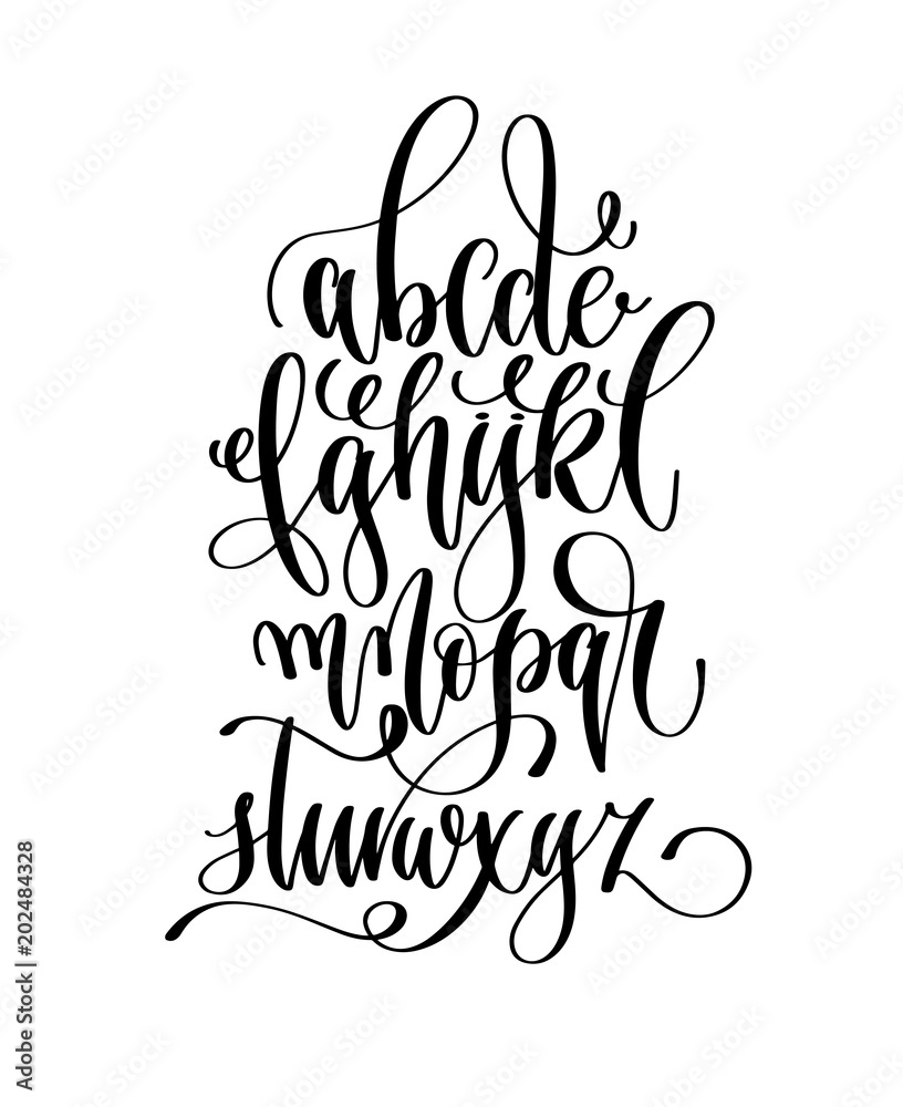 Poster hand lettering alphabet design, black ink hand draw poster