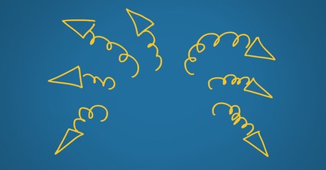 squiggly arrow doodles on blue background