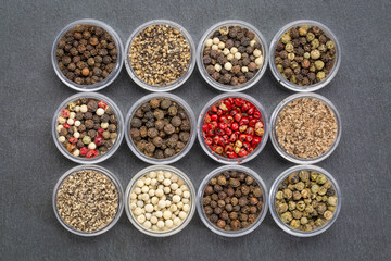 set of colorful peppercorn samples