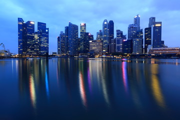 Singapore Skyline. Singapore`s business district and night view for marina bay 