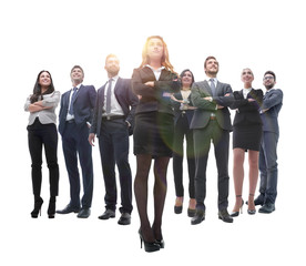 Obraz premium happy successful business team isolated on white background