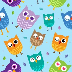 Cute Owl Seamless Pattern background design