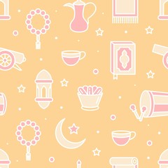 Ramadan Seamless Pattern with line vector illustration