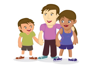 Illustration of multiracial family.