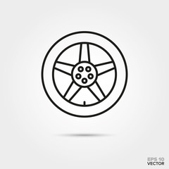 car wheel vector line icon