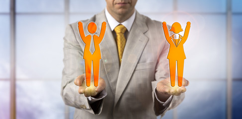 Male And Female Worker in Win Win Situation