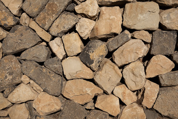 Wall of stones. Masonry. Old castle. The texture of the stone.