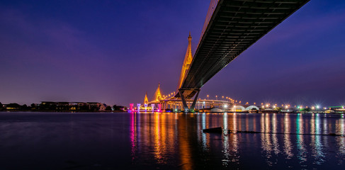 Beautiful bridge in bangkok with longexposure shot