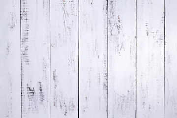 White plank, rustic wooden background.