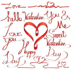 Fototapeta na wymiar Valentine day letter font ribbon