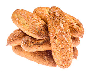 Cakes on a white background.Eclairs. Studio photography.