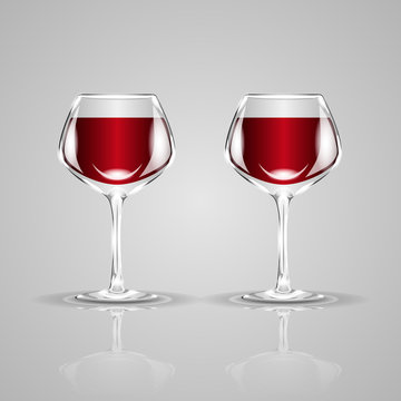 Two glasses of wine. Realistic vector illustration