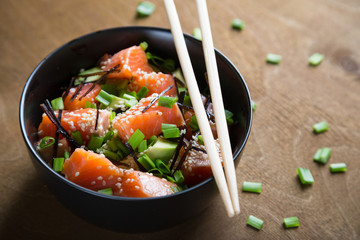 Poke with salmon and avocado