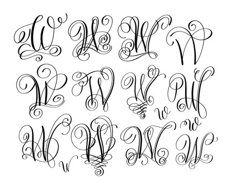 calligraphy lettering script font w set, hand written