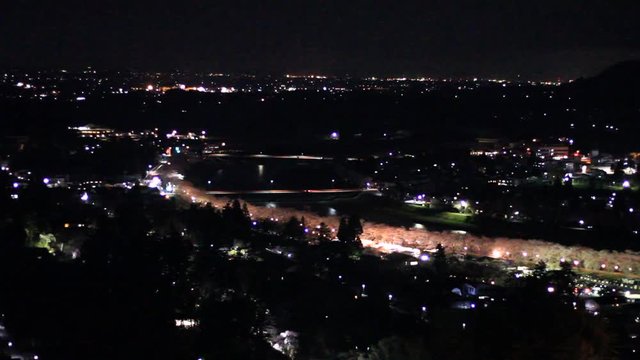 角館　夜桜　夜景　動画素材