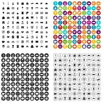 100 hotel icons set vector in 4 variant for any web design isolated on white