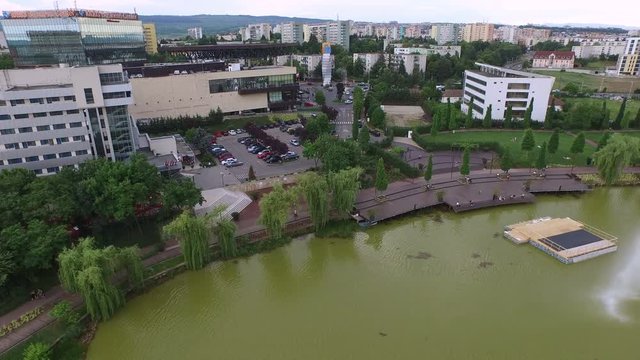 Aerial view of Iulius Park by the lake
