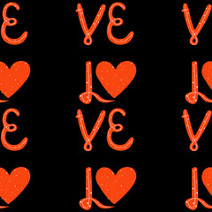 Seamless pattern. Vector illustration Love You. lettering. Handwritten quote. Vector illustration EPS10. Colorful design for poster, print on the t-shirt, card, invitation. Easy editable for design.