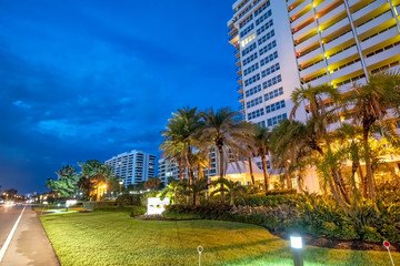 Boca Raton buildings at night, Florida