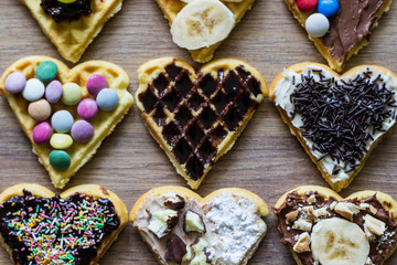 Colorful sweet waffles