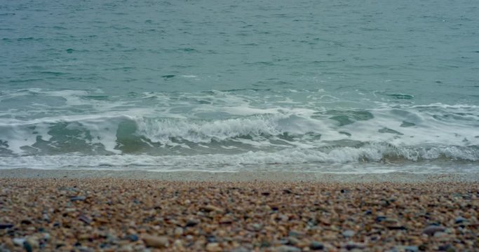 Waves on the beach in slow motion
