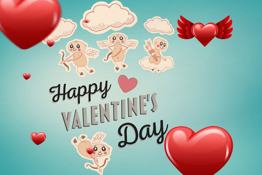 Composite image of valentines message with hearts
