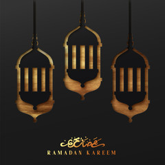 Ramadan vector background. Effect of the cut paper with the embossed Arabic calligraphic text of Ramadan Kareem. Creative design greeting card, banner, poster. Traditional Islamic holy holiday