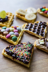 Colorful sweet waffles