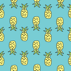 Vector Aqua Pineapple Seamless Pattern