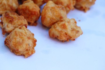 Fried chicken nuggets with sauce is delicious